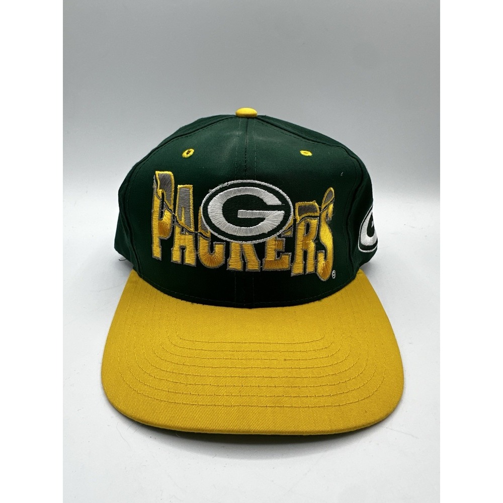 VTG 90s Green Bay Packers Snapback Hat ANI Embroidered Script OSFA NFL‎ Cap
